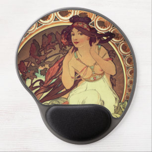 Tapis De Souris Gel Art nouveau Alphonse Mucha élégante femme vintage