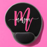 Tapis De Souris Gel Chaud rose noir moderne Script Girl Monogramme Nom<br><div class="desc">Ajoutez une pop de couleur à votre espace de travail avec notre Hot Pink Modern Script Girly Monogramme Nom de souris Pad! Doté d'un design rose vif et personnalisé avec votre nom dans un script moderne chic, ce pavé de souris mélange style et fonctionnalité. La surface lisse assure des mouvements...</div>