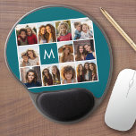 Tapis De Souris Gel Créez votre propre collection Instagram Monogramme<br><div class="desc">Bleu turquoise et blanc - Utilisez 11 photos carrés pour créer un cadeau unique et personnel. Ou vous pouvez garder le chiot hipster et faire un gardien branché. Si vous avez besoin d'ajuster les images,  cliquez sur l'outil personnaliser pour apporter des modifications.</div>