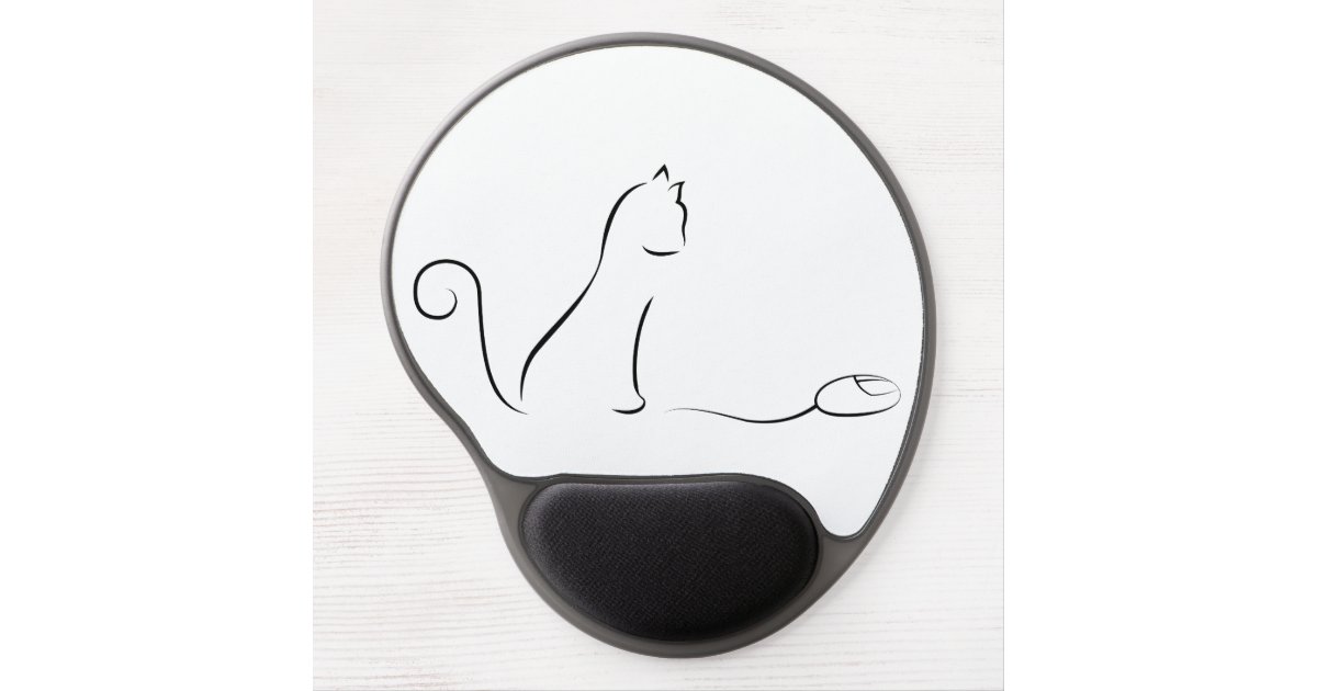 Tapis De Souris Gel Dessin Au Trait Chat Avec La Souris Zazzle Fr