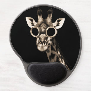 Tapis De Souris Gel Girafe avec des lunettes de lunettes de soleil de