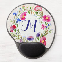 L'aquarelle mignonne fleurit le monogramme fin