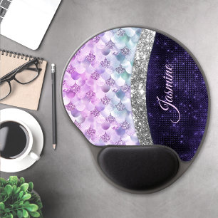 Tapis De Souris Gel monogramme de fausse parties scintillant de peau d