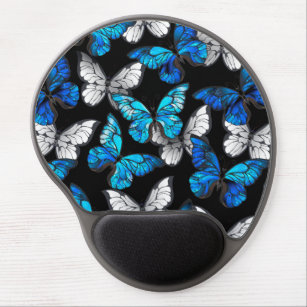 Tapis De Souris Gel Motif sans couleur foncée avec papillons bleus Mor
