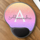 Tapis De Souris Gel Parties scintillant à étincelle rose pourpre Nom d<br><div class="desc">Ombre pastel Parties scintillant étincelante or,  rose et violet Nom du monogramme Monogram Mousepad. Ce Mousepad peut être customisé pour inclure votre prénom. Veuillez contacter le concepteur pour customiser les articles correspondants.</div>