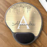 Tapis De Souris Gel Parties scintillant d'or brossé Nom du monogramme<br><div class="desc">Gold Faux Foil Metallic Sparkle Parties scintillant brossé Monogramme en métal Nom et Mousepad initial (Pad de souris). Cela rend le cadeau parfait pour 16 ans,  mariage,  douche nuptiale,  anniversaire,  baby shower ou bachelorette pour quelqu'un qui aime le luxe glam et les styles chic.</div>