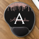 Tapis De Souris Gel Rose Gold - Blush Pink Black Parties scintillant N<br><div class="desc">Rose Gold - Blush Pink and Black Sparkle Parties scintillant Nom du monogramme et initiale Mousepad (Pad souris). Cela rend le cadeau parfait pour 16 ans,  mariage,  douche nuptiale,  anniversaire,  baby shower ou bachelorette pour quelqu'un qui aime le luxe glam et les styles chic.</div>