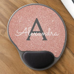 Tapis De Souris Gel Rose Rose Gold Sparkhe Parties scintillant Nom du<br><div class="desc">Rosée Noire - Rose Or et Gris de Charbon (Gris) Parties scintillant Étincelle Monogramme Nom Monogramme Mousepad. Ce Mousepad peut être customisé pour inclure votre prénom. Veuillez contacter le concepteur pour customiser les articles correspondants.</div>