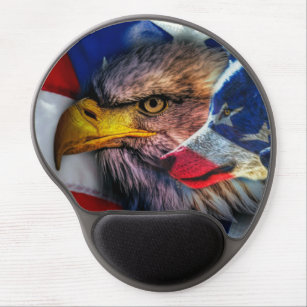 Tapis De Souris Gel Souris patriotique de l'aigle chauve américain Wol