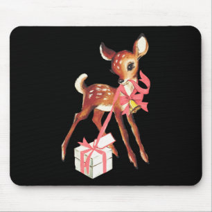 Tapis De Souris Générique Uni Rétro Vintage Renne Rose Noël