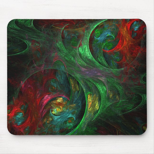 Tapis De Souris Genèse Green Art Abstrait Mousepad (Devant)