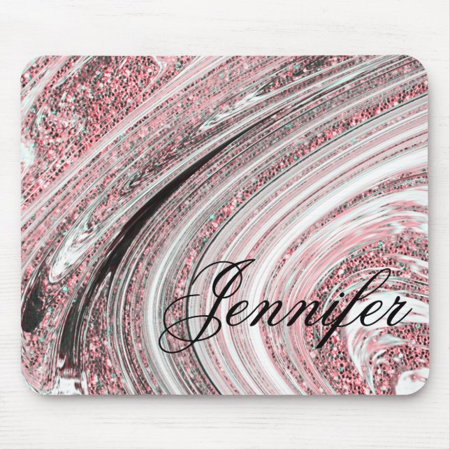 Tapis De Souris Géode en marbre rose rose rose Parties scintillant (Devant)