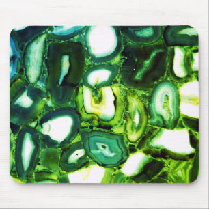 Tapis De Souris Géode vert Abstrait, pierre verte