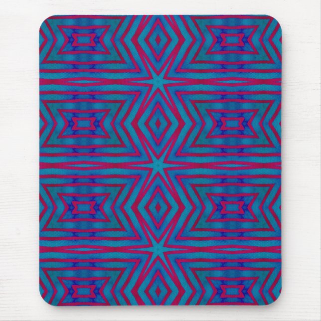 Tapis De Souris Géométrie rouge étoile et bleu (Devant)