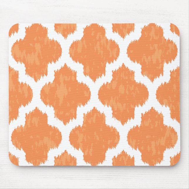Tapis De Souris Géométrique moderne classique orange d'Ikat (Devant)