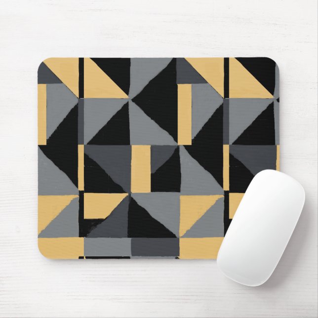 Tapis de Souris Géométrique Moderne  Noir et Or (Avec souris)