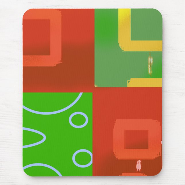 Tapis de souris géométrique rouge de Noël vert (Devant)