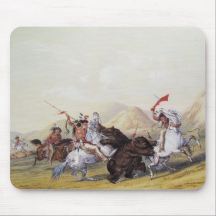 Tapis De Souris George Catlin - attaque de l'ours gris