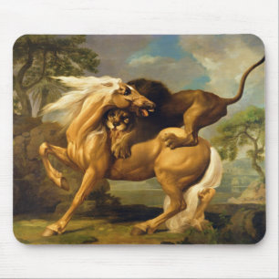 Tapis De Souris George Stubbs   un lion attaquant un cheval,