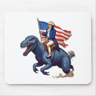Tapis De Souris George Washington drôle chevauchant un Tyrannosaur