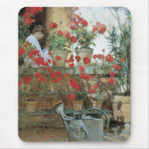 Tapis De Souris Geraniums par Childe Hassam, Impressionnisme Vinta