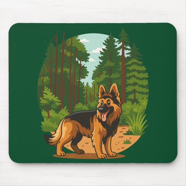 Tapis De Souris German Shepherd Forest Adventure Dog  (Devant)