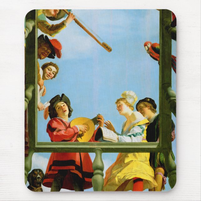 Tapis De Souris Gerrit Van Honthorst Groupe Musical Balcon Art (Devant)