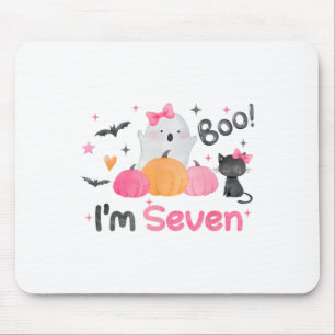 Tapis De Souris Ghost Boo I'm Seven 7 Year Old Halloween Kids 7th