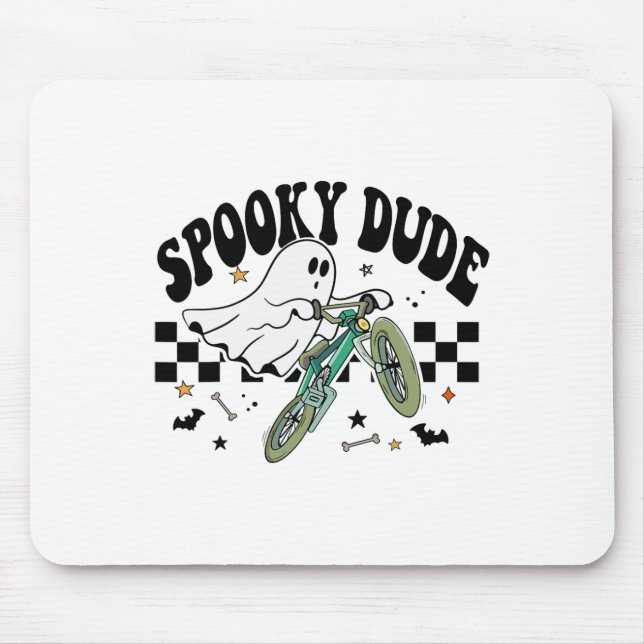 Tapis De Souris Ghost Cyclisme Vélo Retro Halloween Party C (Devant)
