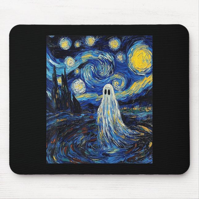 Tapis De Souris Ghost Halloween - Van Gogh Style - Starry Night  (Devant)