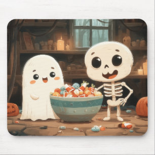 Tapis De Souris Ghost mignon & Squelette avec bol à bonbons - Mous