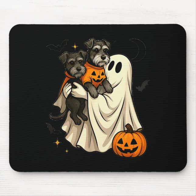 Tapis De Souris Ghost Miniature Schnauzer Dog Halloween  (Devant)