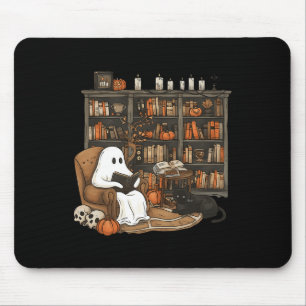 Tapis De Souris Ghost Reading Book Love Bibliothèque Halloween Éff