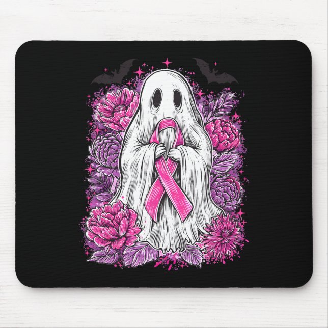 Tapis De Souris Ghost Ribbon Sensibilisation au cancer du sein Hal (Devant)