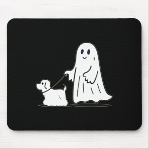 Tapis De Souris Ghost Walking Chien Ghostile Drôle Halloween Chien