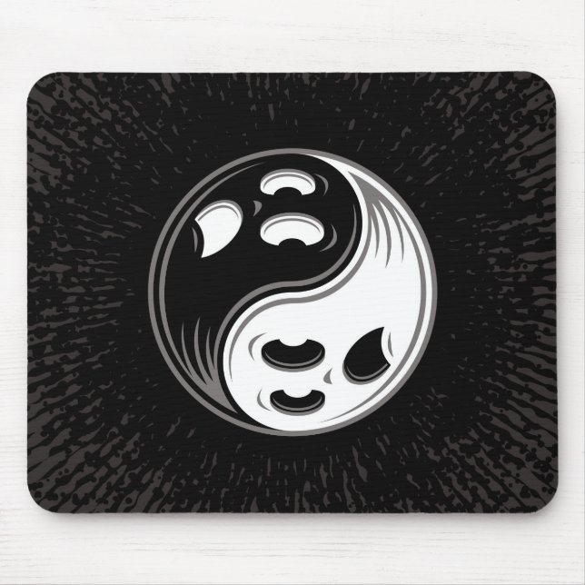 Tapis De Souris Ghost Yin Yang Black and White (Devant)