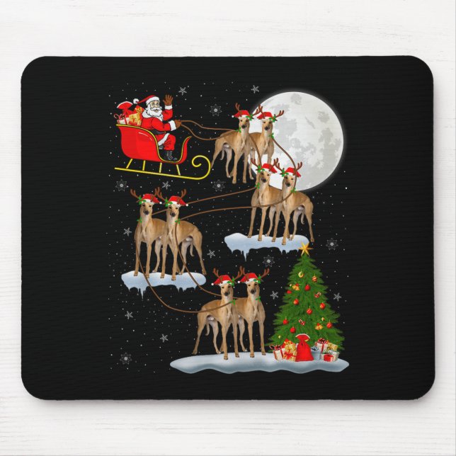 Tapis De Souris Ghound Dog Santa Sleigh Flying Funny Magical Chris (Devant)