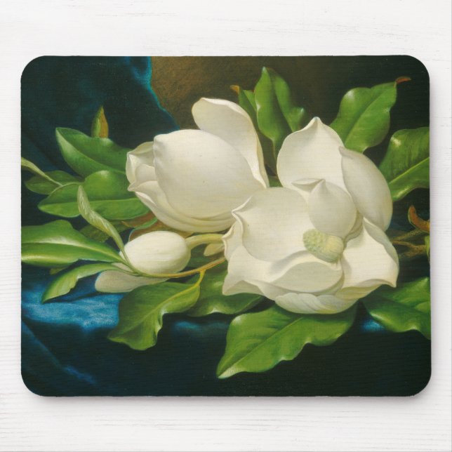Tapis De Souris Giant Magnolias sur Blue Velvet Cloth (Devant)