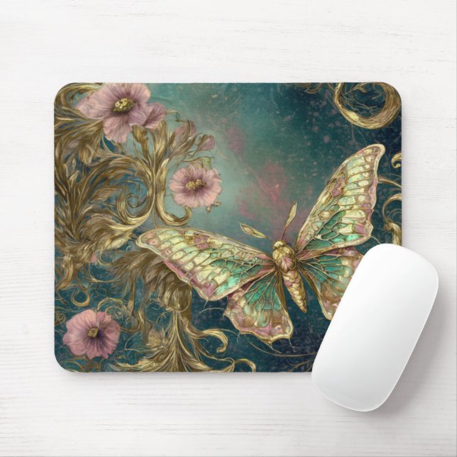 Tapis De Souris Gilded Butterfly Garden - Art Nouveau Garden (Avec souris)