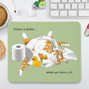 Tapis De Souris Gingembre Chat Orange Drôle Papier Toilette Vert