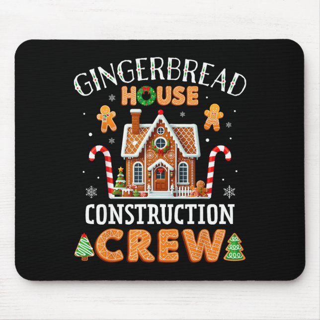 Tapis De Souris Gingerbread House Construction Crew Kids Men Women (Devant)