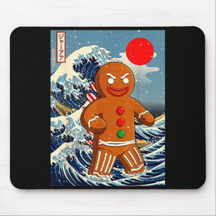 Tapis De Souris Gingerbread-zilla Art Japonais Vintage Drôle Noël