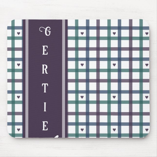 Tapis De Souris Gingham Cœur Violet (Devant)