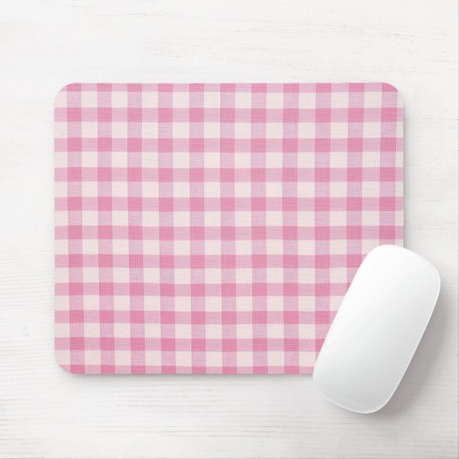 Tapis De Souris Gingham Rose Bébé (Avec souris)