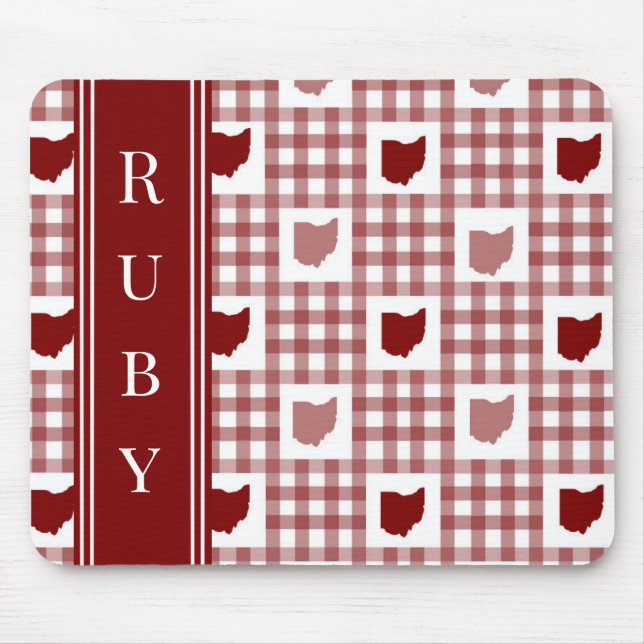 Tapis De Souris Gingham Rouge Ohio (Devant)