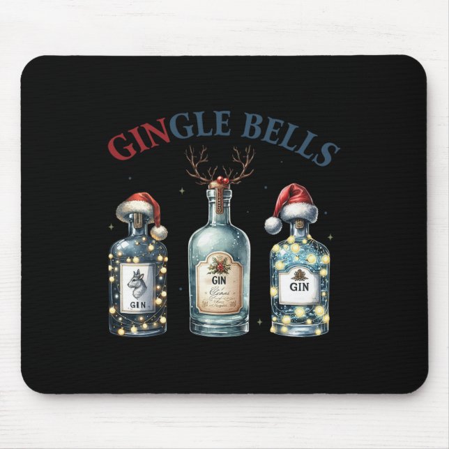 Tapis De Souris Gingle Bells Drôle de Gin Gin Bells Sapin de Noël  (Devant)