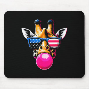 Tapis De Souris Girafe Avec Des Gles Usa Et 4 juillet Bubblegum