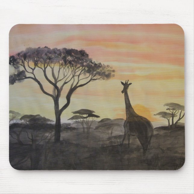 Tapis De Souris Girafe dans le coucher du soleil africain (Devant)