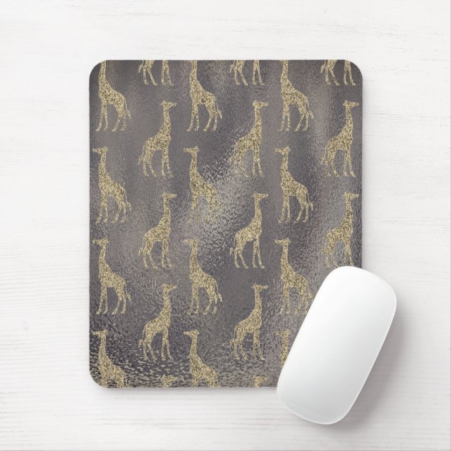 Tapis De Souris Girafe de Glitterie sur Gray brillant (Avec souris)