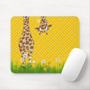 Tapis De Souris Girafe en Herbe sur Mousepad Pois